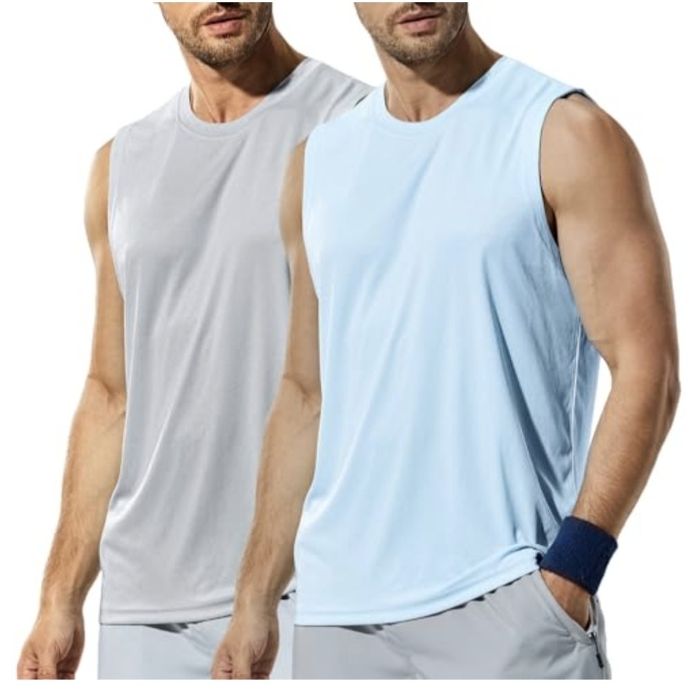 Haimont Men's Sleeveless Athletic Moisture Wicking UPF 50 Sleeveless Muscle Tee